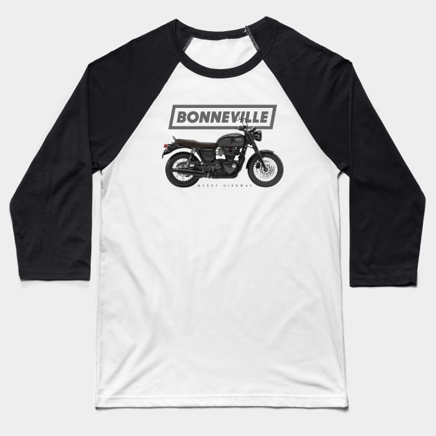 Triumph Bonneville T120 Black 16 black, sl Baseball T-Shirt by MessyHighway